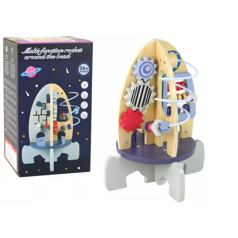 LEAN TOYS Holzschläger Lernperlen Zahnräder