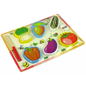LEAN TOYS Holz-Gemüse-Schneideset 6-teilig Tomate Paprika Gurke