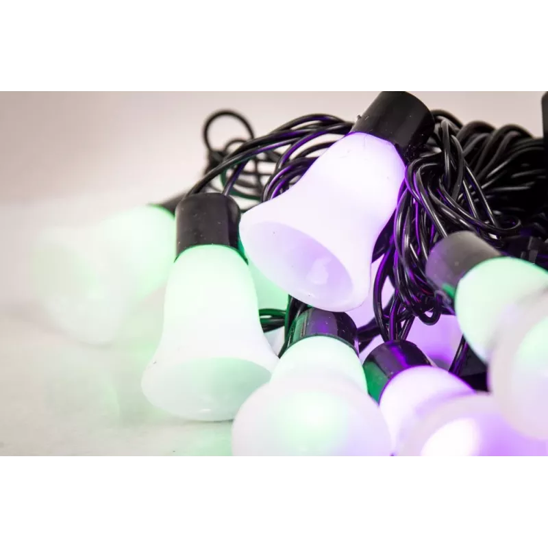 LED-Lichterkette mit Glöckchen, 20 warmweiße LEDs, 2,5 m, batteriebetrieben, Gold