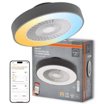 LEDVANCE SMART WIFI Deckenventilator CYL REM 76W D550T - Smart-Deckenventilator mit integriertem LED-Licht, Tunable White, Fernbedienung & App-Steuerung