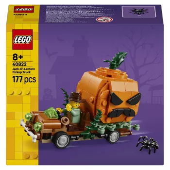 LEGO 40822 Jack-O'-Lantern Pickup Truck Bauset – 200 Teile, Vogelscheuchen-Minifigur, Halloween-Dekorationsmodell