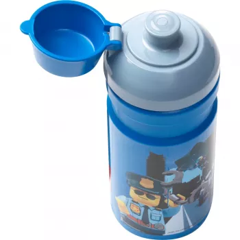 LEGO City Trinkflasche 390 ml Blau mit weichem Silikonausgießer und halbtransparentem Deckel, PP/Silikon, 1 Stück (40561735)