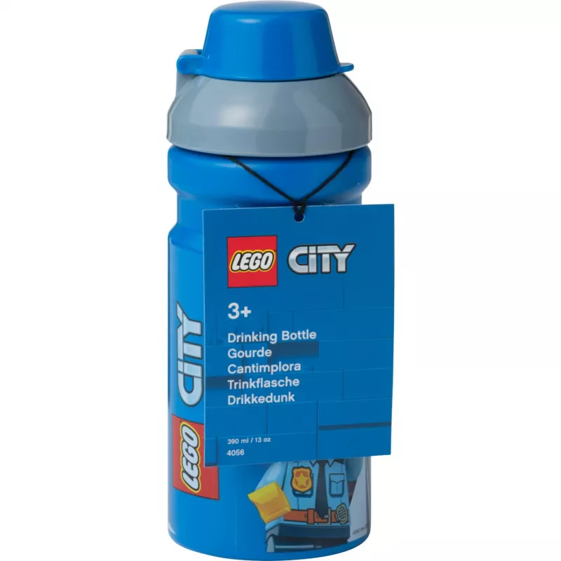 LEGO City Trinkflasche 390 ml Blau mit weichem Silikonausgießer und halbtransparentem Deckel, PP/Silikon, 1 Stück (40561735)