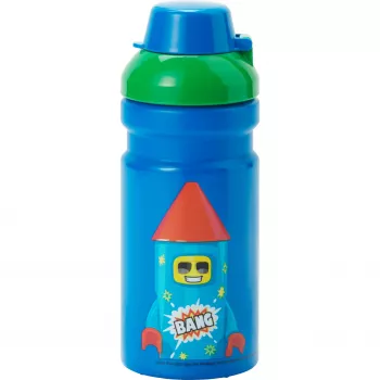 LEGO Trinkflasche FIREWORK GUY, 390 ml, Blau, Silikon-Ausgießer mit halbtransparentem Deckel, PP/Silikon, 1 Stück (40560800)