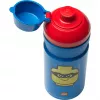 LEGO Iconic Trinkflasche 390 ml Blau mit Silikonausgießer und halbtransparentem Deckel