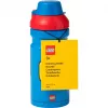 LEGO Iconic Trinkflasche 390 ml Blau mit Silikonausgießer und halbtransparentem Deckel