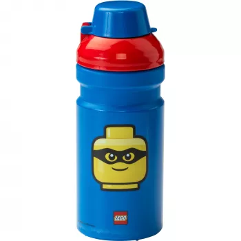 LEGO Iconic Trinkflasche 390 ml Blau mit Silikonausgießer und halbtransparentem Deckel