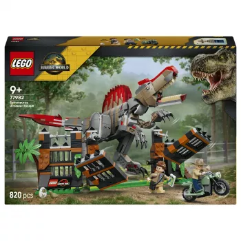 LEGO Jurassic World 77982 Spinosaurus Dinosaur Escape Baukasten mit Owen Grady & Claire Dearing Minifiguren (248 Teile)