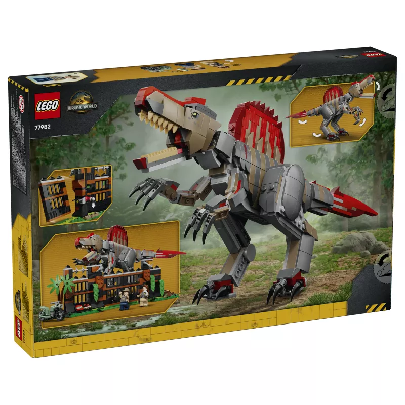 LEGO Jurassic World 77982 Spinosaurus Dinosaur Escape Baukasten mit Owen Grady & Claire Dearing Minifiguren (248 Teile)