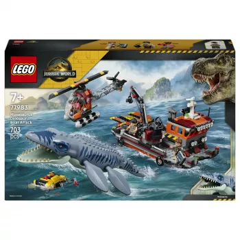 LEGO Jurassic World 77983 Mosasaurus Dinosaur Boat Attack (280 Teile, 3 Minifiguren, ab 7 Jahren)
