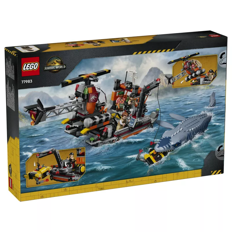 LEGO Jurassic World 77983 Mosasaurus Dinosaur Boat Attack (280 Teile, 3 Minifiguren, ab 7 Jahren)