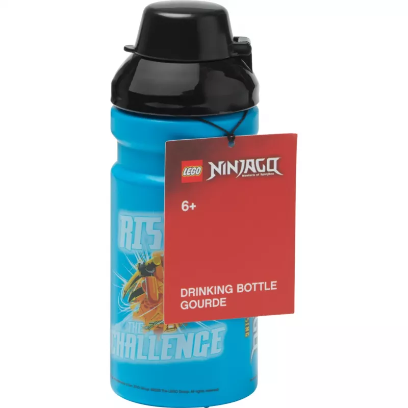 LEGO NINJAGO Trinkflasche 390 ml Blau mit Silikonausgießer und halbtransparentem Deckel PP/Silikon
