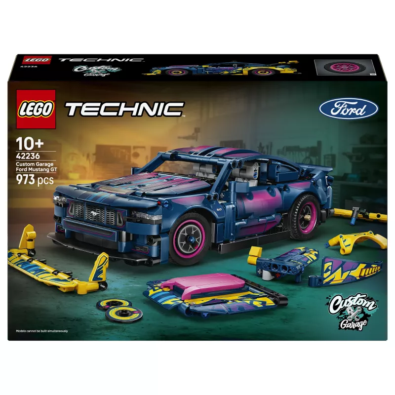 LEGO Technic 42236 Ford Mustang GT Custom Garage Rennwagen Baukasten - 544 Teile, 2 Pull-Back-Motoren, AR-App, ab 9 Jahren