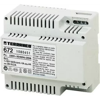 LEGRAND bticino 672 Netzteil für Türsprechanlagen, 230V AC auf 8V DC / 12V AC, 1,2A, DIN-Schiene, Weiß