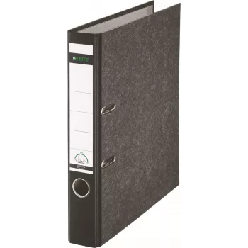 Leitz 1050 Standard Aktenordner A4 52 mm Schwarz Recyclingkarton mit Schlitzen, Fingerloch, Metalleckenbeschlägen 1050-50-95