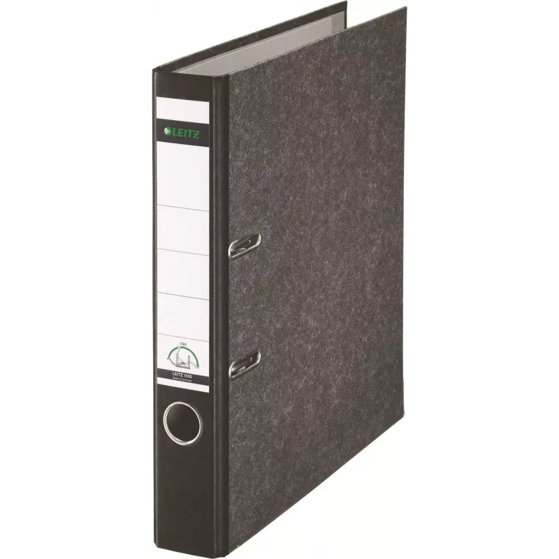 Leitz 1050 Standard Aktenordner A4 52 mm Schwarz Recyclingkarton mit Schlitzen, Fingerloch, Metalleckenbeschlägen 1050-50-95