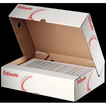 LEITZ 128004 Archivbox A4 80 mm Rücken Weiß/Rot Karton, 25er-Pack