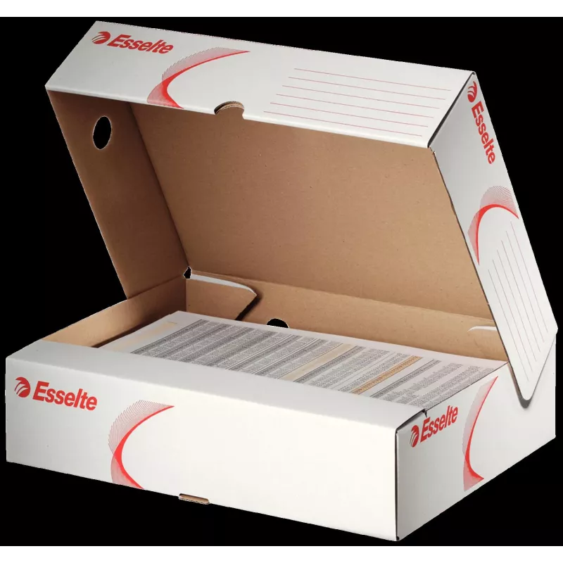LEITZ 128004 Archivbox A4 80 mm Rücken Weiß/Rot Karton, 25er-Pack