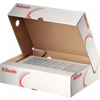 LEITZ 128004 Archivbox A4 80 mm Rücken Weiß/Rot Karton, 25er-Pack