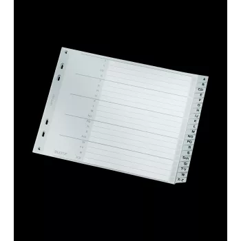 Leitz A-Z Alphabetischer Register, A4, graue Kunststofftabs auf 250 g/m² Karton, 20-teilig, 11-Loch Universalstanze 1262-01-00