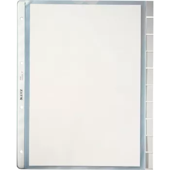 LEITZ A4 10-teilige Registermappen, transparentes Polypropylen, oben offen, mit Beschriftungslaschen 4754-00-03