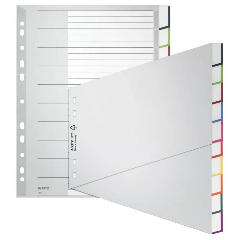 Leitz A4 Blanko-Register, Polypropylen, Grau, 10-teilig, Universallochung 1270