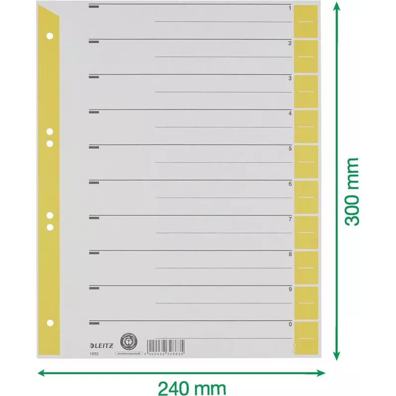 LEITZ A4 Trennblätter Gelb 160 g/m² 25er-Pack 16523015