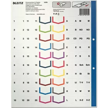 LEITZ A4 Extra Breite Blanko Kunststoff-Register, 20-teilig, Universal-Lochung, Transluzent Weiß 1278-00-00