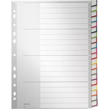 LEITZ A4 Extra Breite Blanko Kunststoff-Register, 20-teilig, Universal-Lochung, Transluzent Weiß 1278-00-00