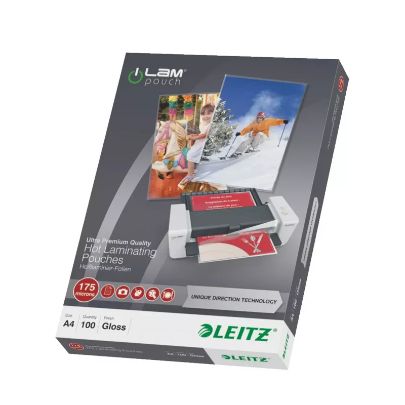 Leitz A4 Laminierfolien, glänzend kristallklar, 100 Mikron, 100er-Pack 7483-00-00