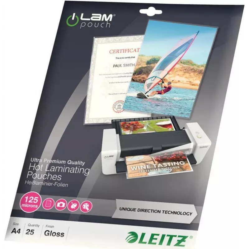 Leitz A4 Laminierfolien glänzend kristallklar 125 micron, 25 Stück 7482-00-00