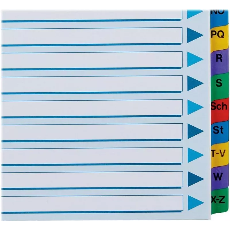 LEITZ A4 Mylar A-Z Registertrennblätter, 26 Register, mehrfarbig, Universal-Lochung, 160 g/m², 1 Satz (100167)