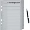 LEITZ A5 Kunststoff-Register, nummeriert 1-10, grau, 10-teilig, Polypropylen, 0,12 mm, mit beschriftbarem Deckblatt 1285-00-00