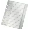 LEITZ A5 Kunststoff-Register, nummeriert 1-10, grau, 10-teilig, Polypropylen, 0,12 mm, mit beschriftbarem Deckblatt 1285-00-00
