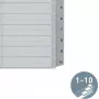 LEITZ A5 Kunststoff-Register, nummeriert 1-10, grau, 10-teilig, Polypropylen, 0,12 mm, mit beschriftbarem Deckblatt 1285-00-00