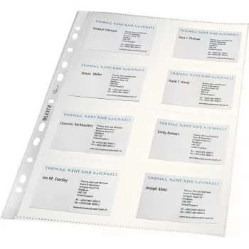 LEITZ Visitenkarten-Präsentationshülle für 16 Karten, A4, PP klar, 0,11 mm, Seitenöffnung, archivierungssicher (4758-30-03)