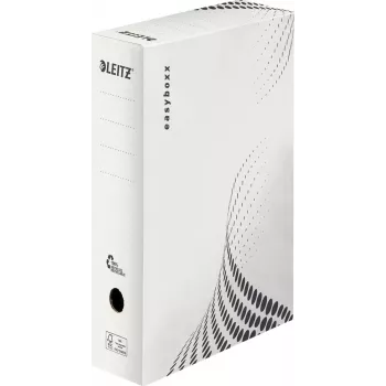 LEITZ easyboxx Archivbox Weiß 100 mm Rücken, 100% Recycling-Wellpappe, doppelte Verschlussklappen, 25er-Pack (6132-00-00)