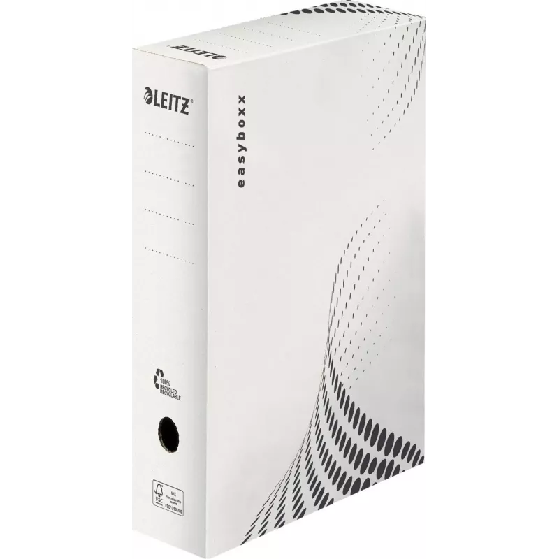 LEITZ easyboxx Archivbox Weiß 100 mm Rücken, 100% Recycling-Wellpappe, doppelte Verschlussklappen, 25er-Pack (6132-00-00)
