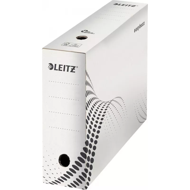 LEITZ easyboxx Archivbox Weiß 100 mm Rücken, 100% Recycling-Wellpappe, doppelte Verschlussklappen, 25er-Pack (6132-00-00)
