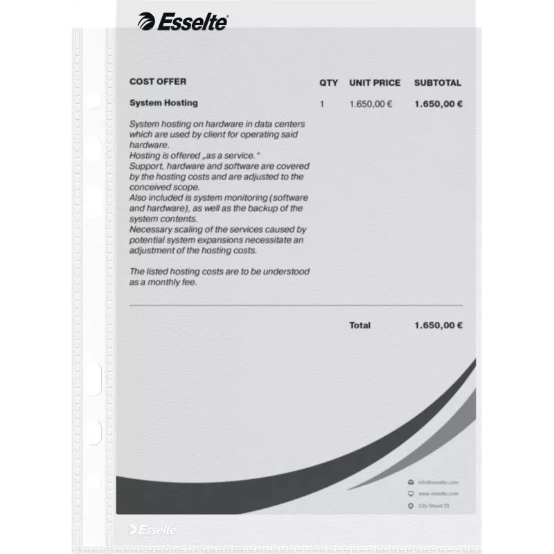 LEITZ Esselte A5 Mehrfachlochung Hüllen 50 Mikron Transparent 100er Pack 23782