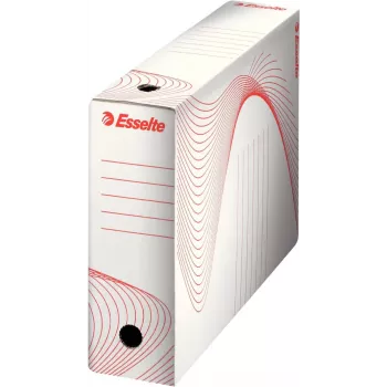 LEITZ Esselte Archivbox, 100 mm Rücken, weißer Wellpappe mit vorgedruckten Linien zur Organisation (128201)