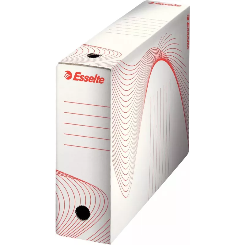 LEITZ Esselte Archivbox, 100 mm Rücken, weißer Wellpappe mit vorgedruckten Linien zur Organisation (128201)