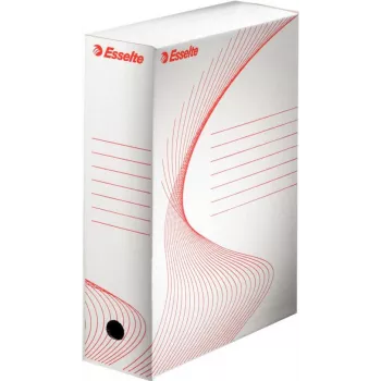 LEITZ Esselte Archivbox, 100 mm Rücken, weißer Wellpappe mit vorgedruckten Linien zur Organisation (128201)
