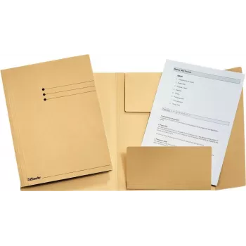 LEITZ Esselte Jurismappe, DIN A4, Manila-Karton, 275 g/m², Chamois mit 3 Klappen auf der Bodenklappe, Liniendruck auf dem Vorderdeckel, 50 Stück (1033304)