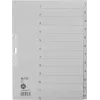 LEITZ Manila Register, Numerisch 1-12, A4 Extra Breit, Grau, 12-teilig, 100 g/m², 80 mm Lochung, Verstärkte Löcher 1233-00-85