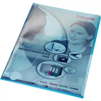 LEITZ Premium A4 Dokumentenhülle, PVC, Blau, 0,15 mm, oben und seitlich offen, archivsicher, Hartfolie (4100-00-35)