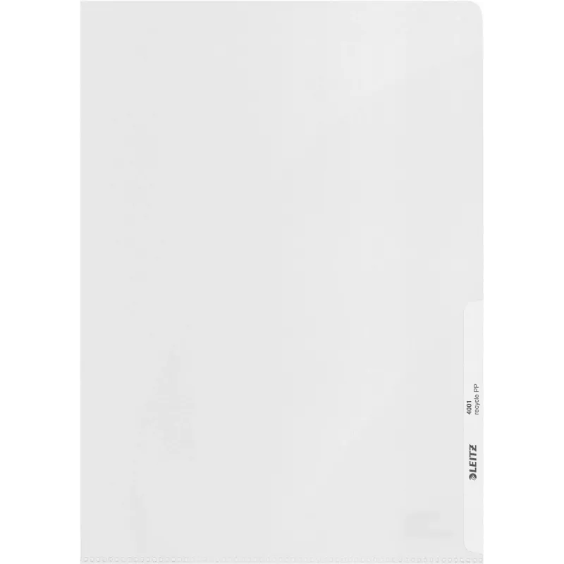 LEITZ re:cycle A4 Präsentationshülle, 100 % recyceltes PP, 0,13 mm genarbt, oben und seitlich offen, transparent, 10er-Pack 4401-10-03