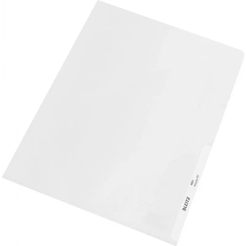LEITZ re:cycle A4 Präsentationshülle, 100 % recyceltes PP, 0,13 mm genarbt, oben und seitlich offen, transparent, 10er-Pack 4401-10-03