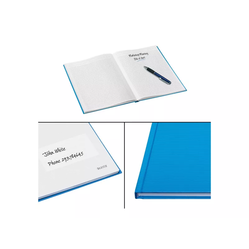 LEITZ Solid Notizbuch A4 liniert Schwarz 80 Blatt Hardcover fadengebunden mit Gummiband, Stifthalter, Lesezeichen und Innentasche 46640030