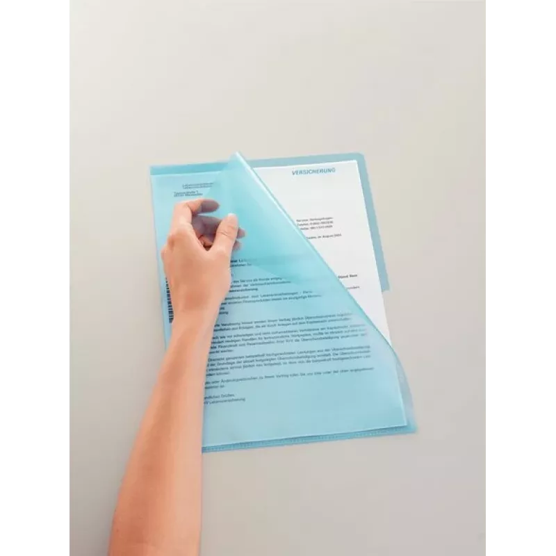 LEITZ Standard A4 Dokumentenhülle, Polypropylen, genarbt, blau, 0,13 mm, oben und seitlich offen, dokumentensicher, Daumenausschnitt 4000-00-35